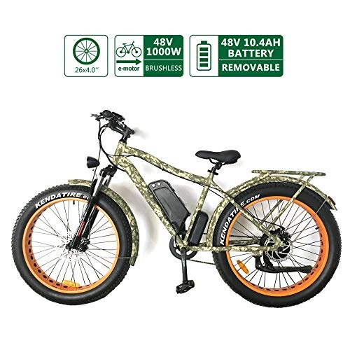 Electric Mountain Bike : H&G Electric Mountain Bike, 26x4.0'' Fat Tire e-Bike Charge Lithium-Ion Battery and Silent Motor eBike with 1000W Motor, 48V 10.5Ah Battery