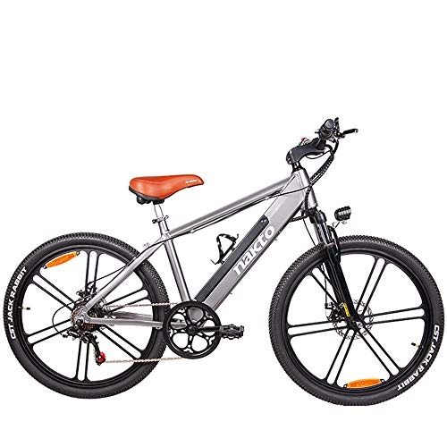 Electric Mountain Bike : H＆J City electric bicycle 6-speed 26-inch adult snow hybrid bicycle 80KM auxiliary riding damping mountain bike 48V / 10AH (removable lithium battery) 350W