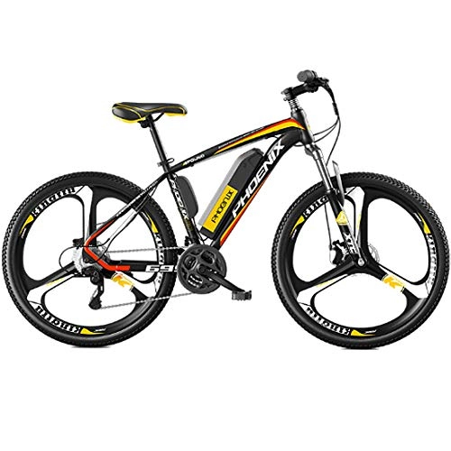 Electric Mountain Bike : HAOYF E-Bike, 26-Inch E-MTB, Removable 36V 8 / 10 / 14Ah Lithium Battery 250W Electric Mountain Bike, 27-Level Shift Assisted, Front And Rear Disc Brakes, Yellow, 90KM