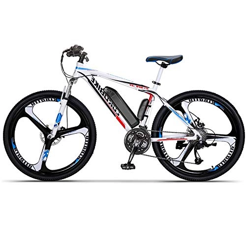 Electric Mountain Bike : HAOYF Electric City Bike for Men, Removable 36V 10AH / 14AH Lithium-Ion Battery Pack Integrated, 27-Level Shift Assisted, 110-130Km Driving Range, Dual Disc Brakes Electric Bicycle, White, 40km