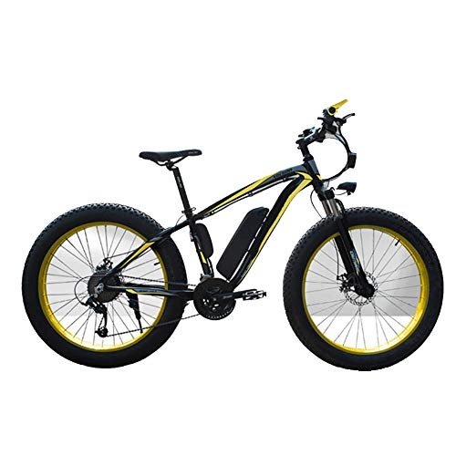 Electric Mountain Bike : Heatile Electric Bicycle 26 inch tire LEC LCD display 48V10AH lithium battery Front and rear mechanical disc brakes Removable battery Suitable for men and women, Yellow
