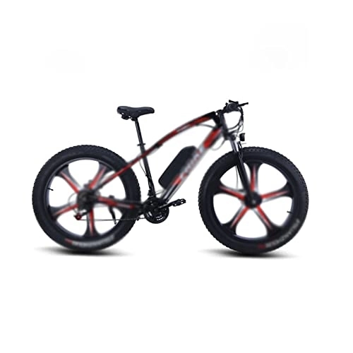 Electric Mountain Bike : HESNDddzxc Electric Bicycle 4.0 Fat Tire Electric Bicycle Mountain Lithium Assist Snowmobile Integrated Wheel Variable Speed Beach Bike (Color : Black-Red)