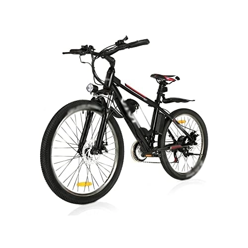 Electric Mountain Bike : HESNDddzxc Electric Bicycle Outdoor Riding 26-inch Mountain Electric Bicycle 21-Speed Gear Aluminum Alloy Double disc Brake Snow Bike (Color : Black, Size : One Size)