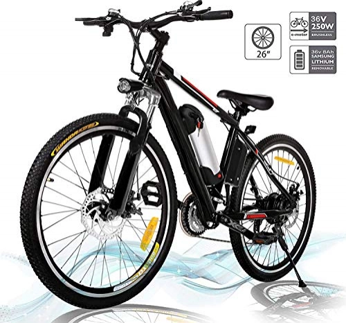 Electric Mountain Bike : Hesyovy 26'' Folding Electric Mountain Bike Removable Large Capacity Lithium-Ion Battery (36V 250W), Electric Bike 21 Speed Gear and Three Working Modes (Black)