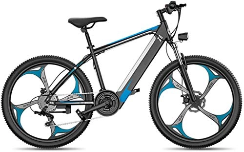 Electric Mountain Bike : High-speed Electric Bikes for Adult, Magnesium Alloy Ebikes 27 Speed Mountain Bicycles All Terrain, 26" Wheels MTB Dual Suspension Bicycle, for Outdoor Cycling Travel Work Out ( Color : Blue )