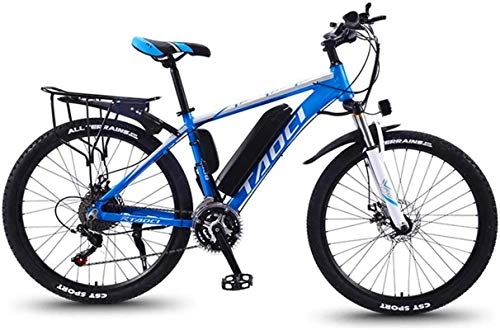 Electric Mountain Bike : High-speed Fast Electric Bikes for Adults Magnesium Alloy Ebikes Bicycles All Terrain, 350W 13Ah Removable Lithium-Ion Battery Mountain Ebike for Mens ( Color : Blue , Size : 30 speed 26 inches )
