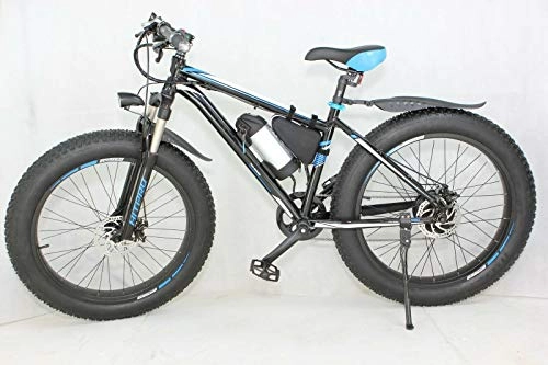 Electric Mountain Bike : Hitpro Electric Bicycle Men's E-bike Fat Snow Bike 36V Li-Batteries Tyres: 26" x 4" (black and blue)