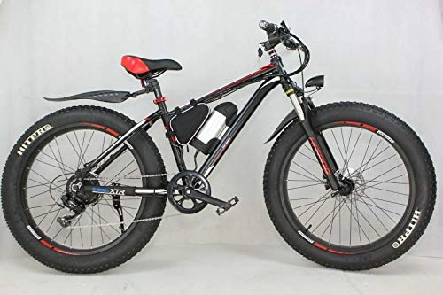 Electric Mountain Bike : Hitpro Electric Bicycle Men's E-bike Fat Snow Bike 36V Li-Batteries Tyres: 26" x 4" (black and red)
