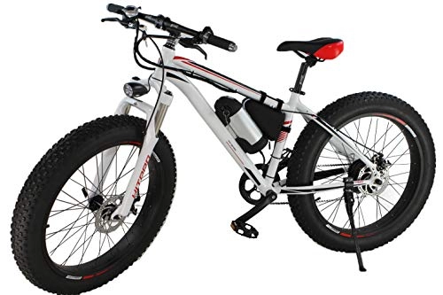 Electric Mountain Bike : Hitpro Electric Bicycle Men's E-bike Fat Snow Bike 36V Li-Batteries Tyres: 26" x 4" (White)