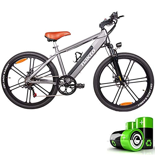 Electric Mountain Bike : HJHJ Adult electric bicycle 6-speed 26-inch hybrid bicycle, 80KM assisted riding shock-absorbing mountain bike (removable lithium battery)