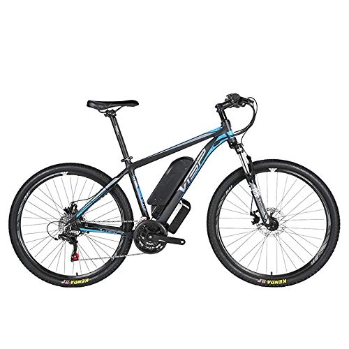 Electric Mountain Bike : HJHJ Electric mountain bike, 36V10AH lithium battery hybrid bicycle, (26-29 inches) bicycle snowmobile 24 speed gear mechanical line pull disc brake three working modes, Blue, 27.5 * 17in