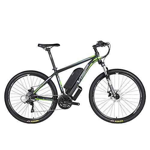 Electric Mountain Bike : HJHJ Electric mountain bike, 36V10AH lithium battery hybrid bicycle, (26-29 inches) bicycle snowmobile 24 speed gear mechanical line pull disc brake three working modes, Green, 27.5 * 15.5in