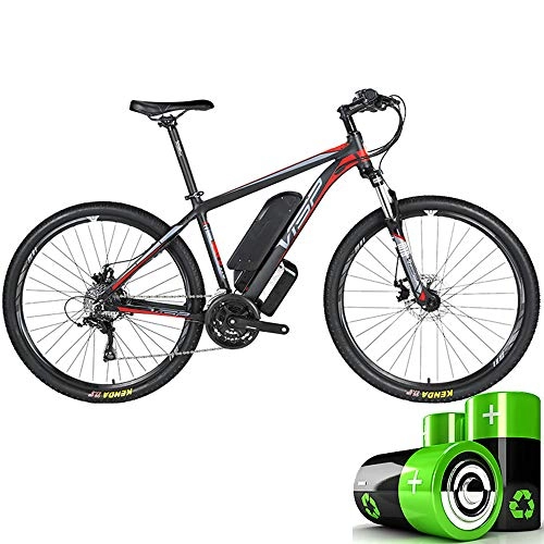 Electric Mountain Bike : HJHJ Electric mountain bike, 36V10AH lithium battery hybrid bicycle, (26-29 inches) bicycle snowmobile 24 speed gear mechanical line pull disc brake three working modes, Red, 27.5 * 15.5in