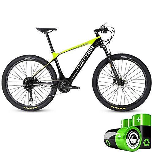 Electric Mountain Bike : HJHJ Electric mountain bike hybrid snowmobile 27.5 inch adult ultra light pedal bicycle 36V10Ah built-in lithium battery (5 files / 11 speed), Green