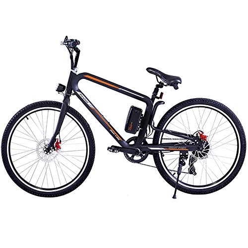 Electric Mountain Bike : HJHJ Electric off-road mountain bike, 26-inch electric bicycle pedal assisted electric fat bike cushion damping (with removable lithium battery), Black