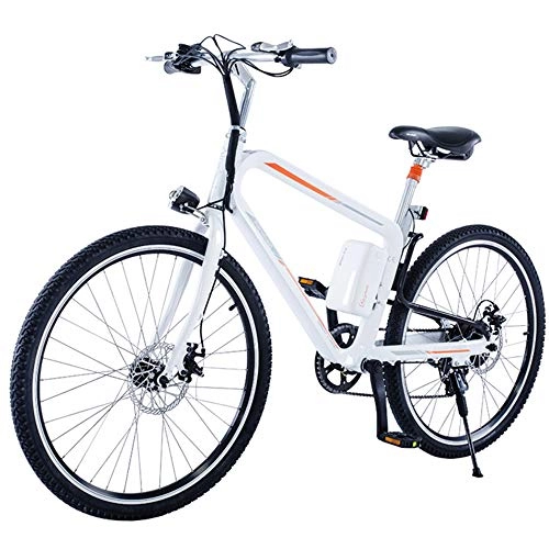 Electric Mountain Bike : HJHJ Electric off-road mountain bike 26-inch electric fat bike with LED front and rear lights men's electric hybrid bicycle / three riding modes, White