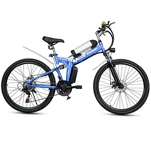 Electric Mountain Bike : HJHJ Folding electric bicycle, 26-inch portable electric mountain bike high carbon steel frame double disc brake with front LED light 36V / 8AH