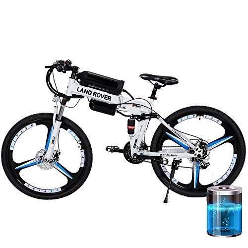 Electric Mountain Bike : HJHJ Folding electric city bicycle 36V lithium battery 26 inch adult battery bicycle 21 speed front and rear integrated wheel front and rear disc brakes with LED & shock absorption system