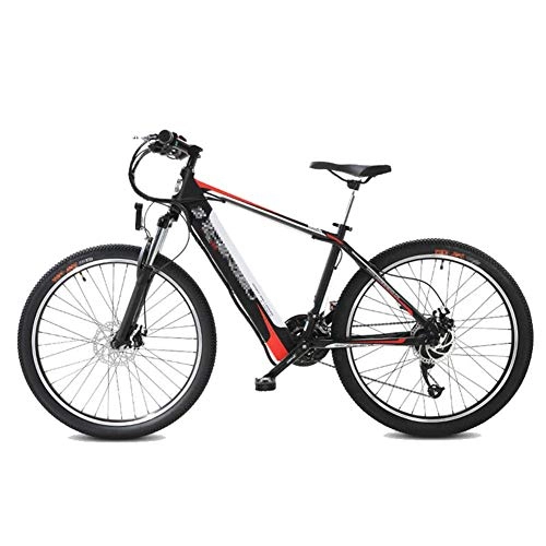Electric Mountain Bike : HLeoz 26'' Electric Bicycle, Electric Mountain Bike 400W with Large Capacity Lithium-Ion Battery 48V 10Ah 27 Speed Gear for Adult Female / Male, Red