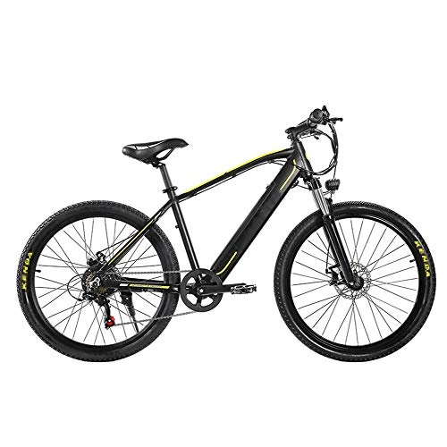 Electric Mountain Bike : HLeoz 26'' Electric Mountain Bike, Electric Bicycle 350W Mountain Bike 48V 9.6Ah Removable Lithium Battery 7 Speed Gear for Adult Female / Male for Mountain Bike Snow Bike, Black B, UE