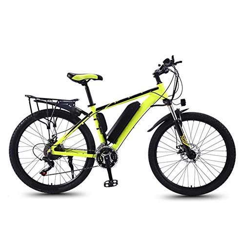 Electric Mountain Bike : HLeoz 26'' Electric Mountain Bike, Electric Bicycle Removable Large Capacity Lithium-Ion Battery 350W 13Ah and 21 Speed Gear E-Bike with Rear Seat, Yellow B, UE