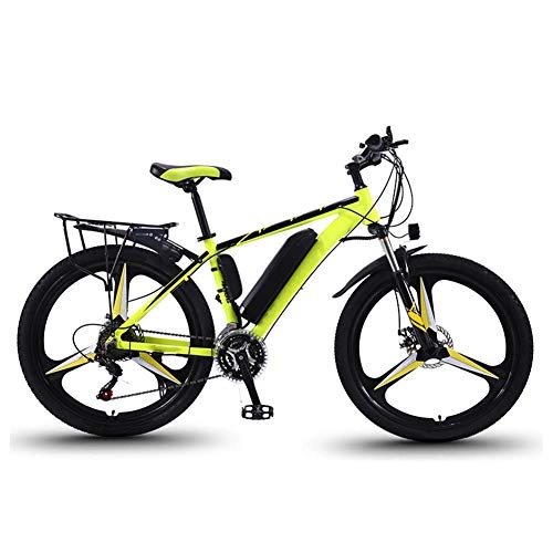 Electric Mountain Bike : HLEZ 26'' Electric Mountain Bike, Electric Bicycle Removable Large Capacity Lithium-Ion Battery 350W 13Ah and 21 Speed Gear and Three Working Modes, Yellow A, UE