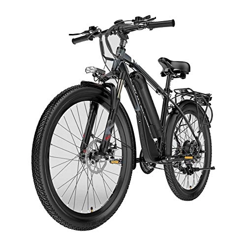 Electric Mountain Bike : HLEZ 26'' Electric Mountain Bike, Electric Bike Removable Large Capacity Lithium-Ion Battery (48V 400W) 21 Speed Gear and Three Working Modes - e Bike for Adults, Black, UK