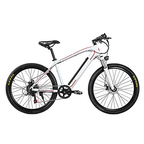 Electric Mountain Bike : HLEZ Electric Mountain Bike, 26'' Electric Bicycle 350W Mountain Bike 7 Speed 48V 9.6Ah Removable Lithium Battery Front & Rear Disc Brake for Adult Female / Male, white banner, UE