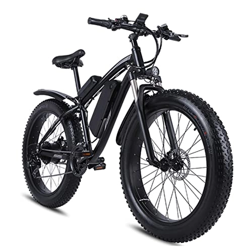 Electric Mountain Bike : HMEI EBike Electric Bicycle for Adults 26" Electric City Bike, with 48V 17Ah Lithium Battery and1000W Powerful Motor, 24.8 MPH Through Commuter Ebike for Man (Color : Black)