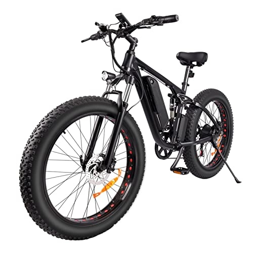 Electric Mountain Bike : HMEI EBike Electric Bicycle for Adults, 26" Fat Tire Electric Mountain Bike 1000W Ebike 48V17Ah Removable Lithium Battery Equipped Brushless Motor 28 MPH Bike