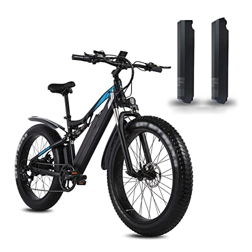 Electric Mountain Bike : HMEI Electric Bicycles For Men 1000W 26 Inch Fat Tire Adult Snow Electric Bike 48V Motor 17ah MTB Mountain Aluminum Alloy Electric Bicycle (Color : 2 Battery)
