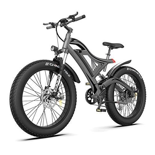 Electric Mountain Bike : HMEI Electric Bikes for Adults Mountain Electric Bike 750W 26inch 4.0 Fat Tire Ebike 48V 15Ah Lithium Battery Beach City Electric Bicycle 27MPH (Color : Dark Grey)
