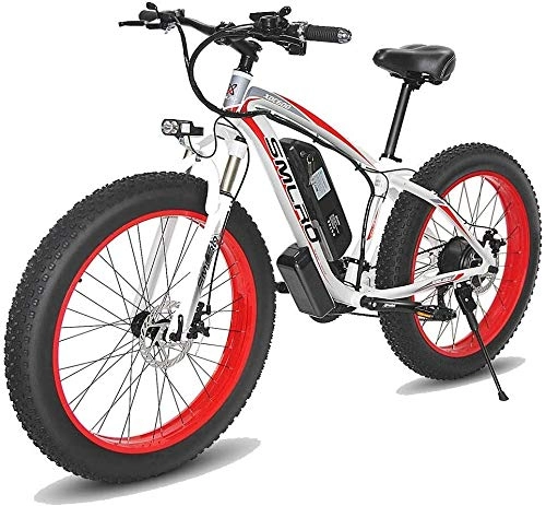 Electric Mountain Bike : HOME-MJJ Fat Electric Mountain Bike, 26 Inches Electric Mountain Bike 4.0 Fat Tire Snow Bike 1000W / 500W Strong Power 48V 10AH Lithium Battery (Color : Red, Size : 1000W)