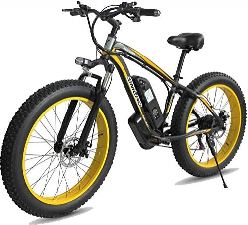 Electric Mountain Bike : HOME-MJJ Fat Electric Mountain Bike, 26 Inches Electric Mountain Bike 4.0 Fat Tire Snow Bike 1000W / 500W Strong Power 48V 10AH Lithium Battery (Color : Yellow, Size : 1000W)