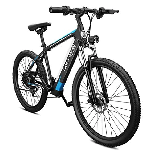 Electric Mountain Bike : HSART 26" Ebikes for Adults Electric 27-Speed Mountain Bicycle 400W 48V Removable Lithium-Ion Battery, Dual Disc Brake, Comfortable Seat(Blue)
