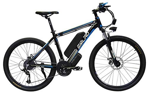 Electric Mountain Bike : HSART 26" Electric Bike for Adults, Ebike with 1000W Motor 48V 15AH Lithium Battery Professional 27 Speed Gear Mountain Bike for Outdoor Cycling, Blue
