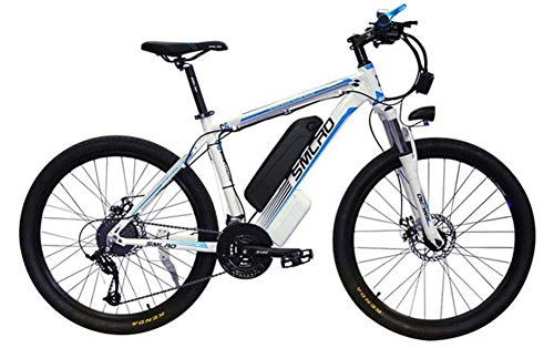 Electric Mountain Bike : HSART 26'' Electric Mountain Bike, 1000W Ebike with Removable 48V 15AH Battery 27 Speed Gear Professional Outdoor Cycling Electric Bicycle, White