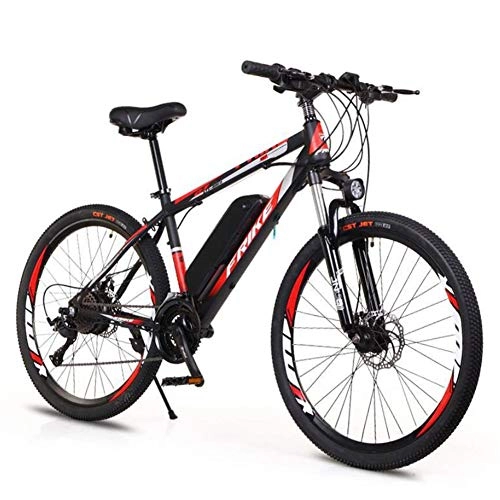 Electric Mountain Bike : HSART 26'' Wheel Electric Bike Aluminum Alloy 36V 10AH Removable Lithium Battery Mountain Cycling Bicycle, 27-Speed Ebike for Adults(Black)
