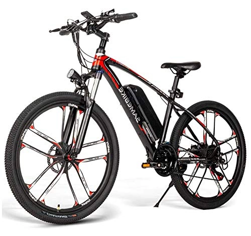 Electric Mountain Bike : HSART SM26 Electric Mountain Bike for Adults, 350W 21 Speed Ebike 48V 8Ah Lithium-Ion Battery 3 Working Modes, 26" City Bike Bicycles for Men Women(6 Spoke)