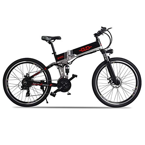 Electric Mountain Bike : HUAEAST 500W 26 Inch Electric Mountain Bike, Shimano 21 Speed Folding City Bike with Disc Brake