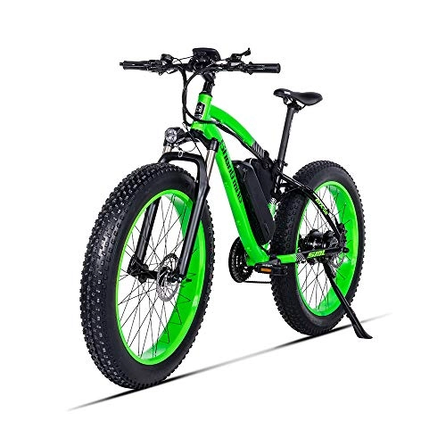 Electric Mountain Bike : HUAEAST Electric Fat Bike 500W 26 inch Beach Cruiser Bike with 48V 17AH Lithium Battery(Green)