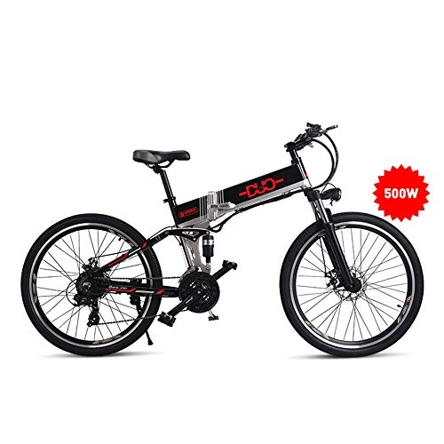 Electric Mountain Bike : HUAEAST Electric Mountain Bike, 26 Inch Folding E-bike with Removable Lithium Battery and 500W High Speed Brushless Motor