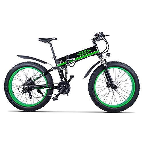 Electric Mountain Bike : HUARLE 1000W Electric Fat Tire Bike, 26 Inches Folding Mountain Bike 21 Speed Snow MTB for Adult