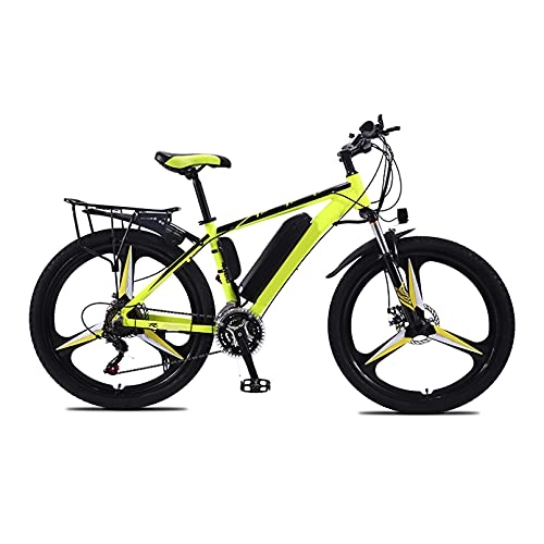 Electric Mountain Bike : HULLSI Electric Bike, Aluminum Alloy for Adults Mountain Bike with 350W Motor, 36V / 10Ah Removable Lithium Battery, 21Speed Gears, Double Disc Brakes, Green, 26 inch
