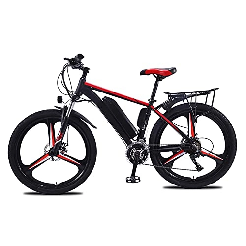 Electric Mountain Bike : HULLSI Electric Bike, Aluminum Alloy for Adults Mountain Bike with 350W Motor, 36V / 10Ah Removable Lithium Battery, 21Speed Gears, Double Disc Brakes, Red, 26 inch