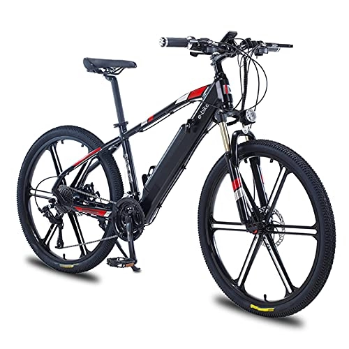 Electric Mountain Bike : HULLSI Electric Bike, Aluminum Alloy Frame for Adults Mountain Bike with 350W Motor, 36V / 10Ah Removable Battery, 27 Speed Gears, Double Disc Brakes, Black, 26 inch