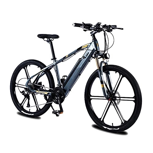 Electric Mountain Bike : HULLSI Electric Bike, Aluminum Alloy Frame for Adults Mountain Bike with 350W Motor, 36V / 10Ah Removable Battery, 27 Speed Gears, Double Disc Brakes, Gray, 26 inch