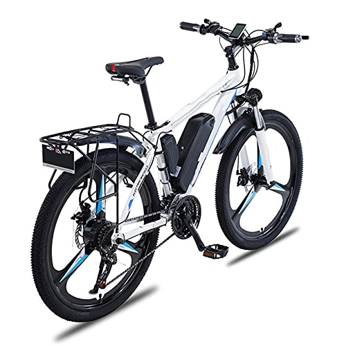 Electric Mountain Bike : HULLSI Electric Mountain Bike Aluminum Alloy 26" MTB Assisted Bicycle Lithium Battery 350W Motor, 36V / 10Ah Removable Battery, 21 Speed Gears, Double Disc Brakes, Blue, 10AH
