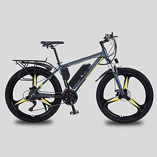 Electric Mountain Bike : HULLSI Electric Mountain Bike Aluminum Alloy 26" MTB Assisted Bicycle Lithium Battery 350W Motor, 36V / 10Ah Removable Battery, 21 Speed Gears, Double Disc Brakes, Yellow, 10AH