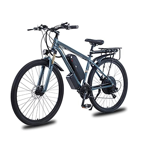 Electric Mountain Bike : HULLSI Electric Mountain Bike, Aluminum Alloy Frame 29" E-MTB Bicycle 1000W with Removable Lithium-Ion Battery 48V 13A for Men, 21Speed Gears, Double Disc Brakes, Gray, 29 inch